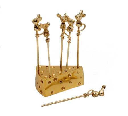 Gilded Mouse Cheese Pick Set