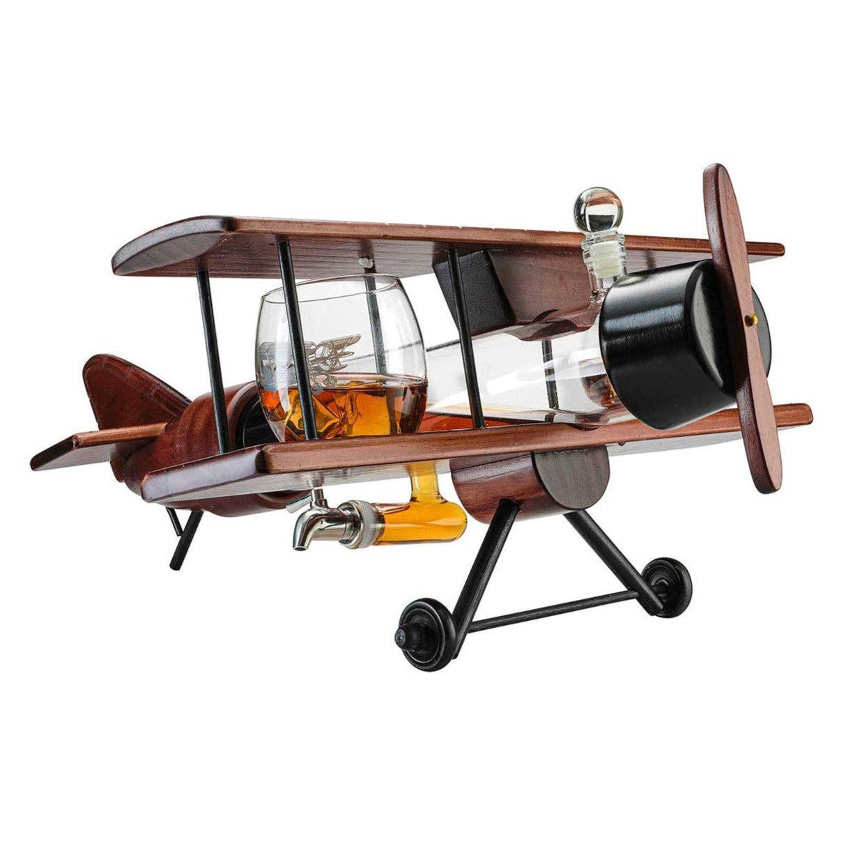 Whiskey Decanter Airplane Set and 2 Airplane Glasses