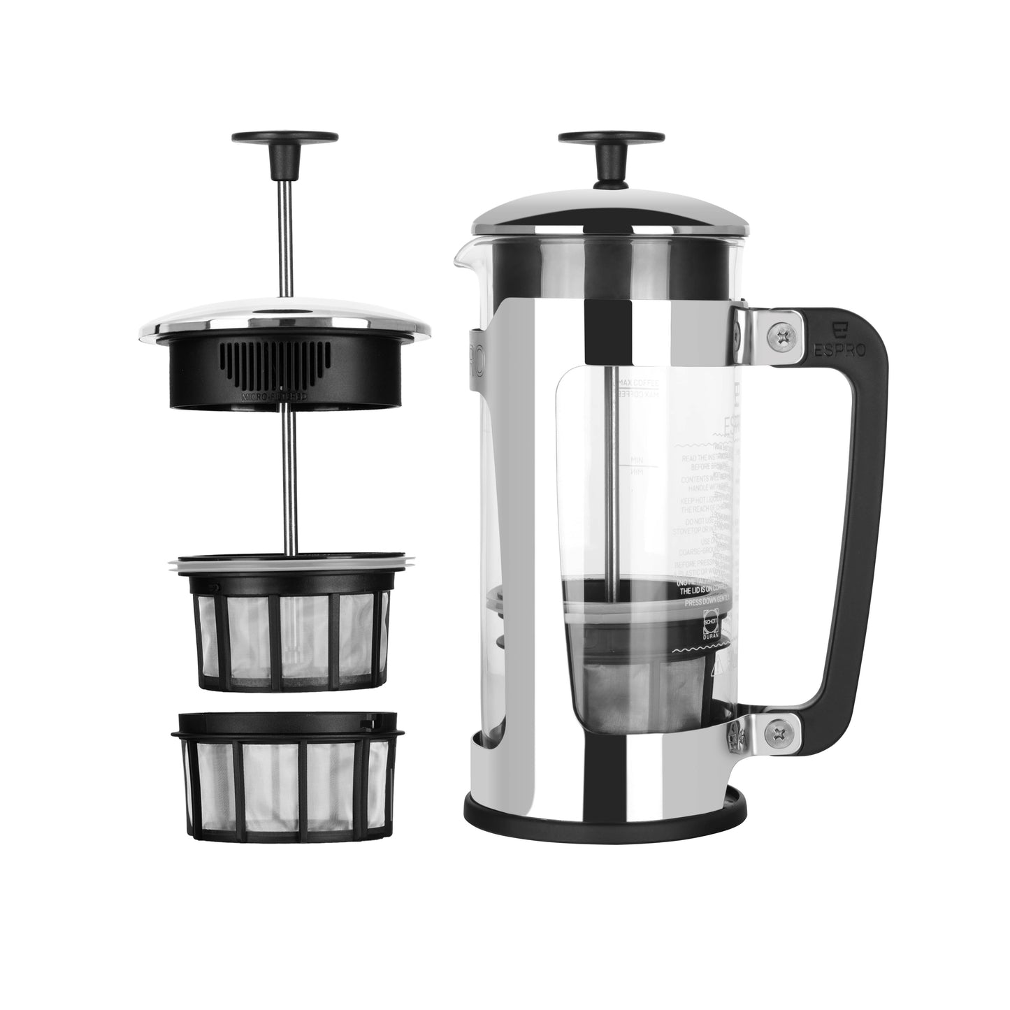 French Press P5 -Glass & Stainless-Steel Cage