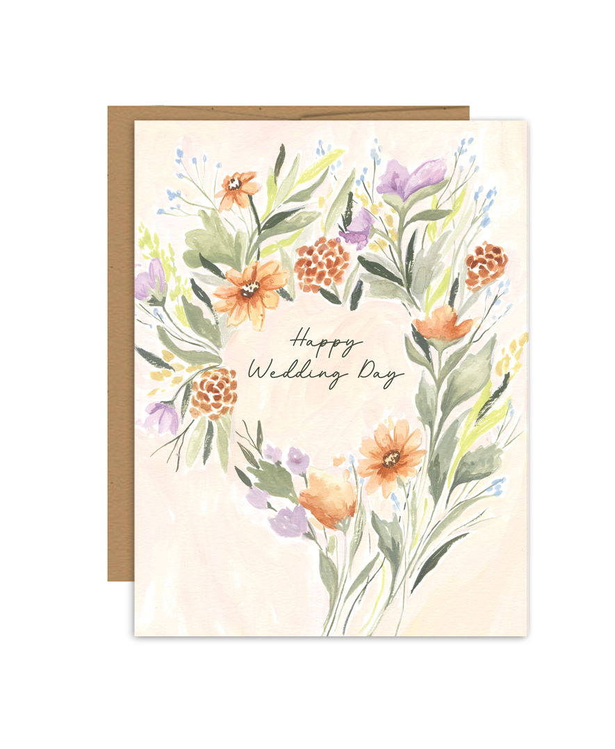 Happy Wedding Day Floral greeting card