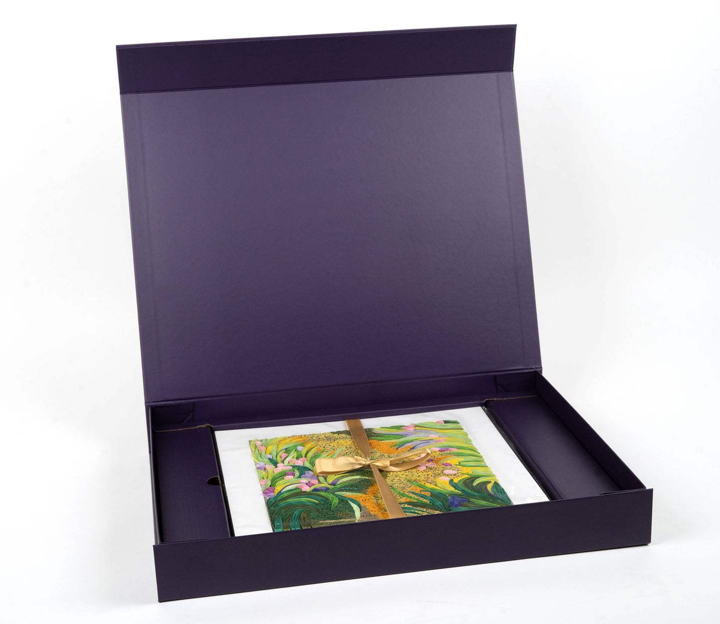 Quilled Path through the Irises, Monet Art (11in x 11in.)