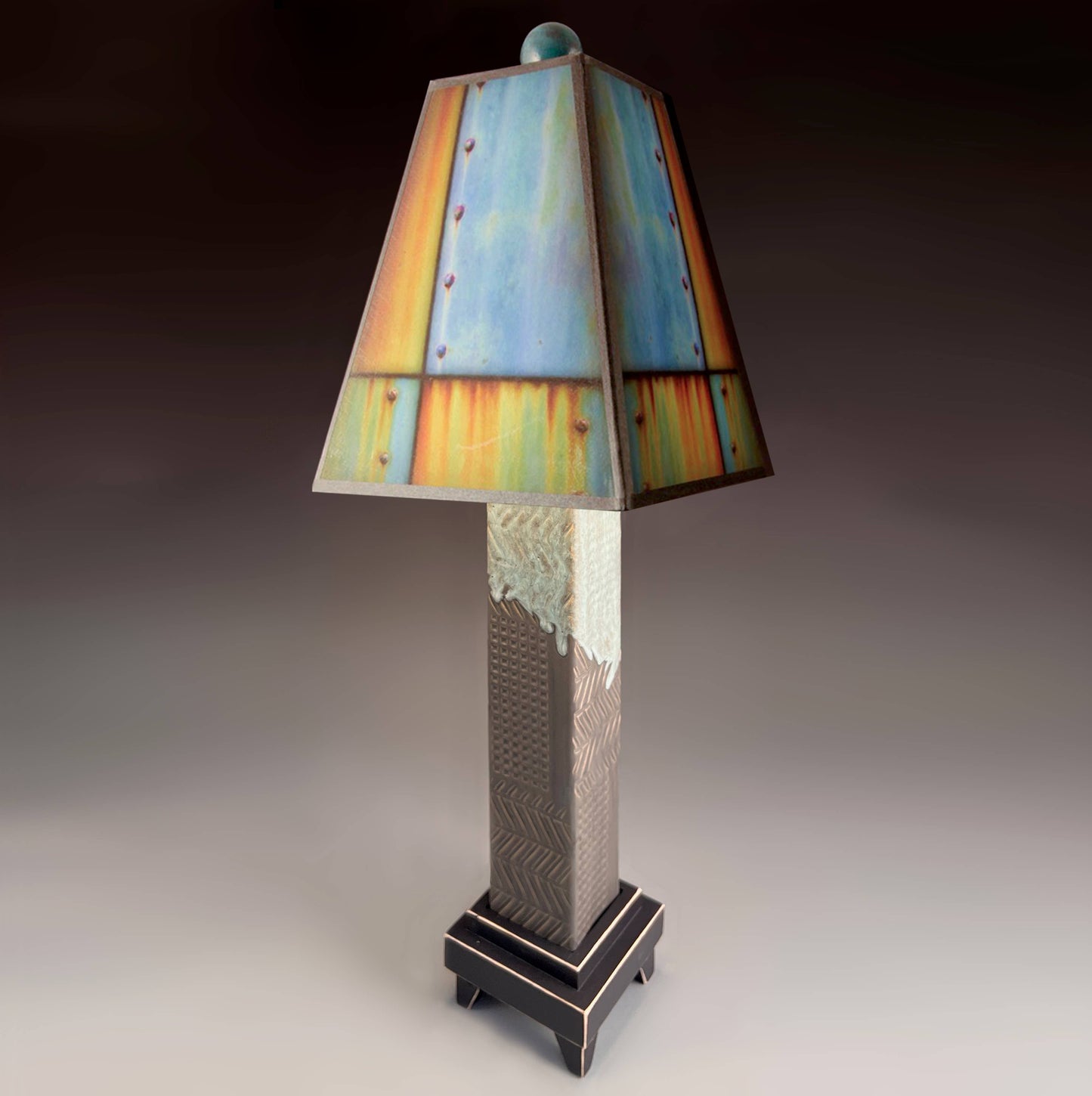 F - Ross Collage Lamp: Brown Stoneware