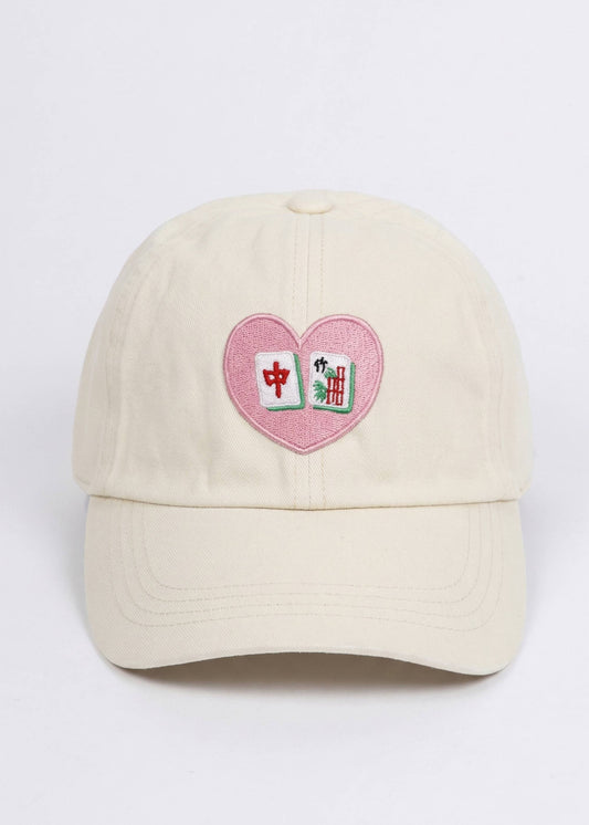 MAHJONG Heart Tiles Baseball Cap White