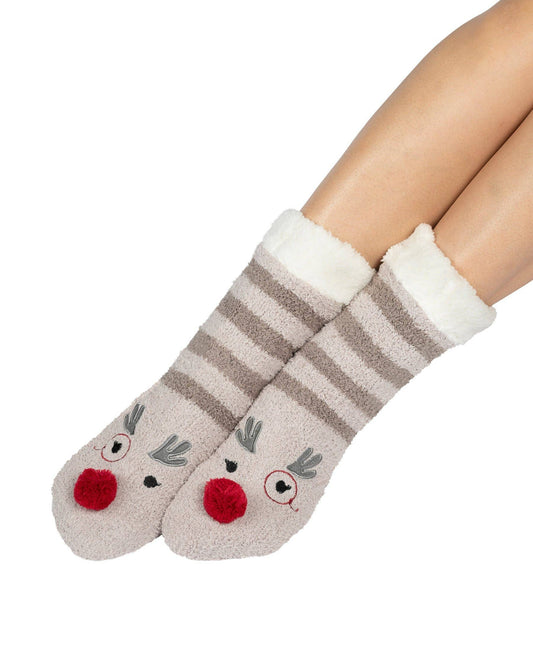 Marshmallow Critter Sock: Bear (Chestnut) / One Size