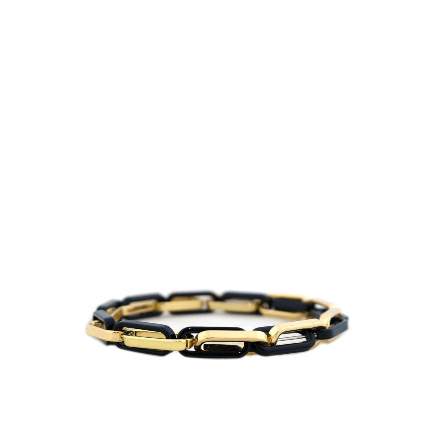 Thin Paperclip Link Stretch Bracelet: Gold-silver
