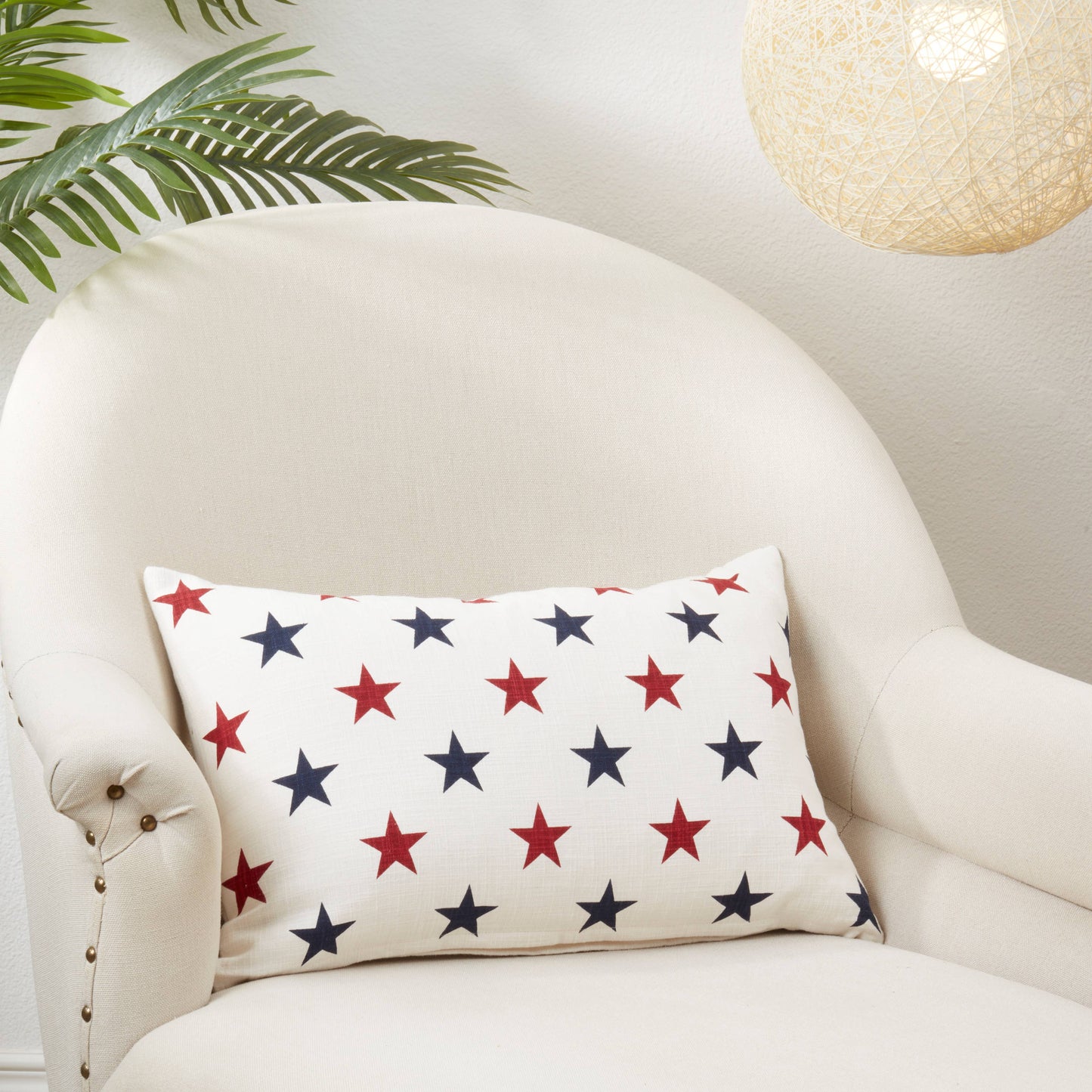 Americana Stars Throw Pillow: Red/White/Blue / Poly Filled / 13"x20"