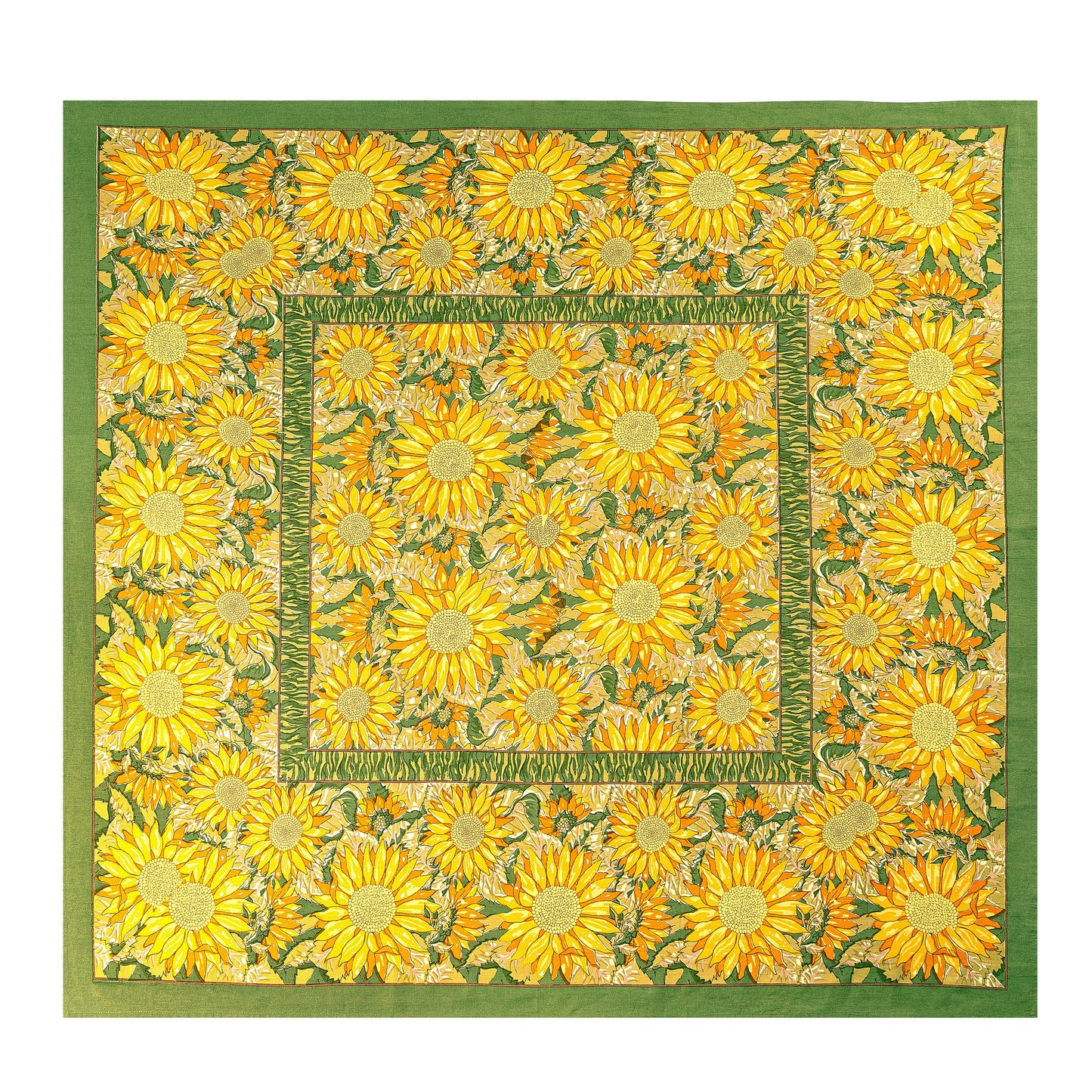 Sunflower Yellow& Green Tablecloth 59" x 59"