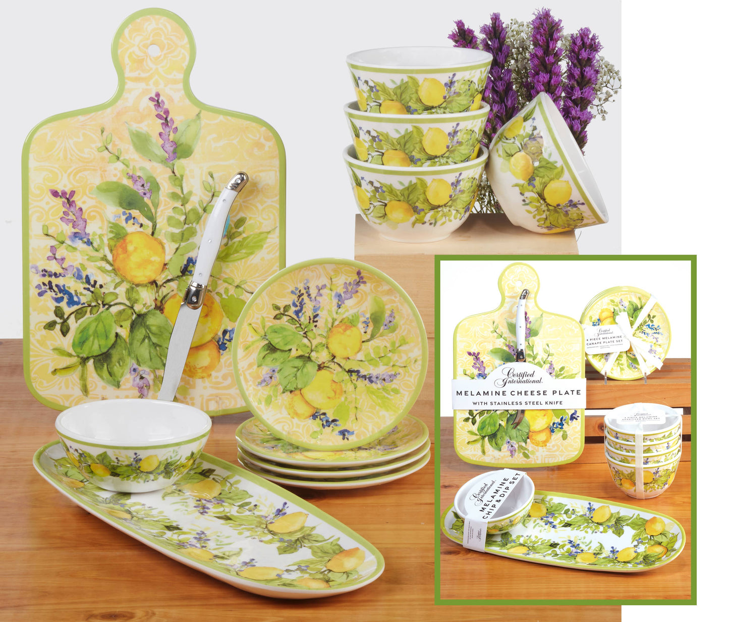 Lemon Zest Melamine Gift Cheese Board