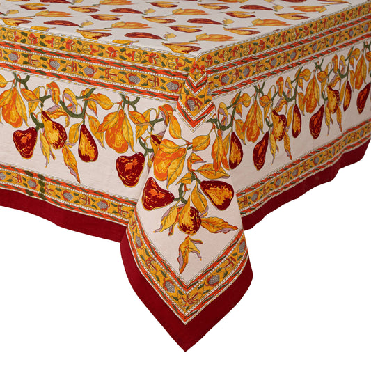 Orchard Pear Burgundy Tablecloth 59" x 59"