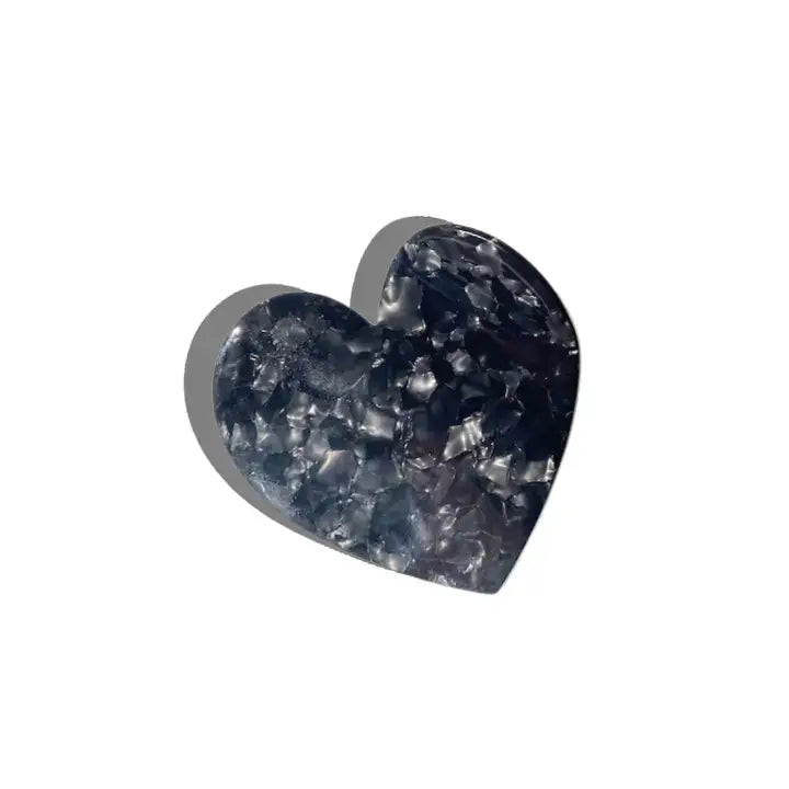 Heart Acetate Claw Hair Clip: Black