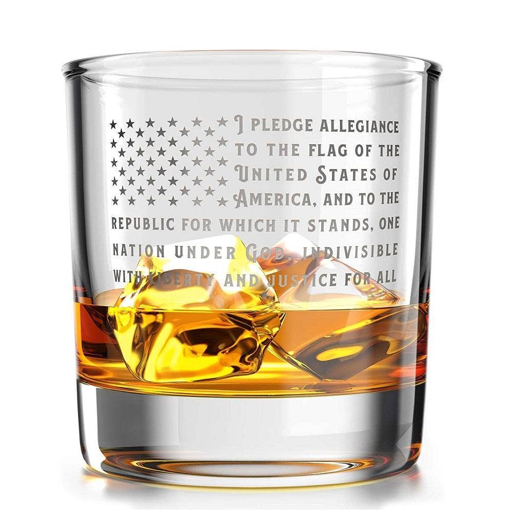 Pledge of Allegiance American Flag - Whiskey Glass