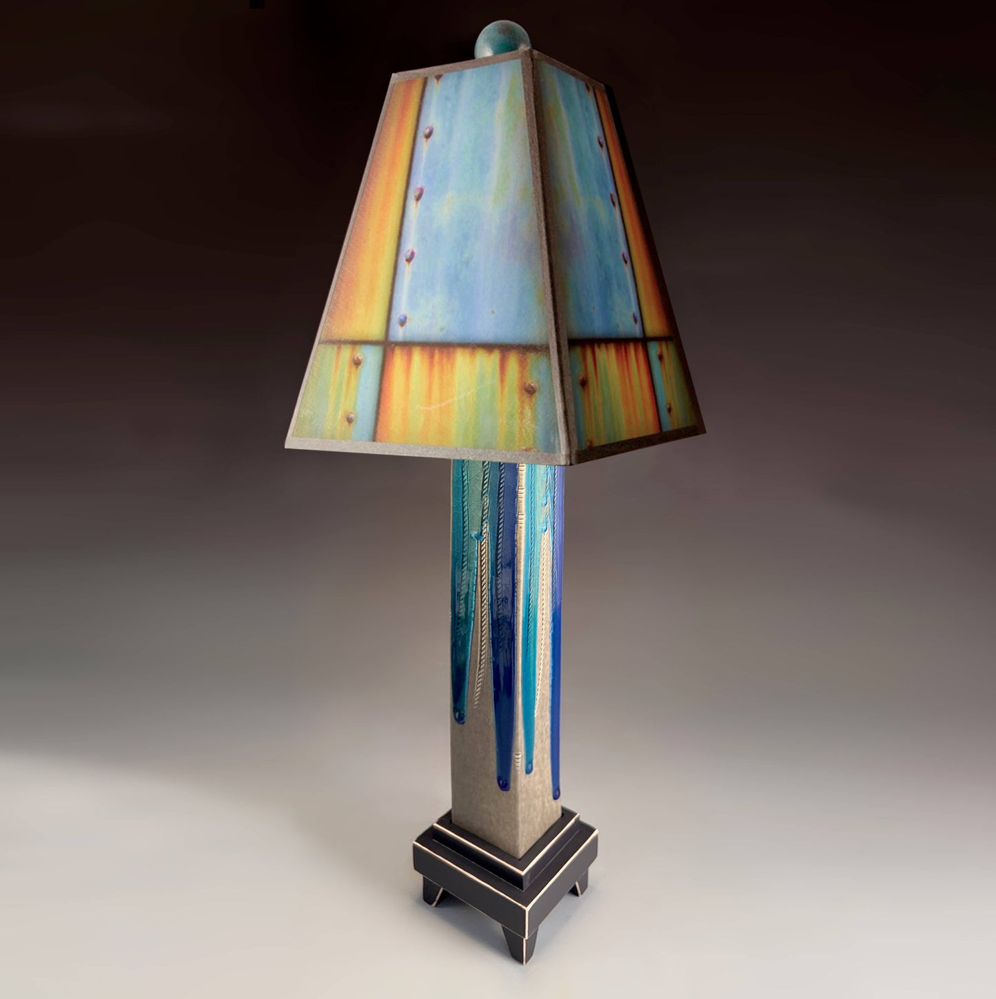 F - Ross Collage Lamp: Brown Stoneware