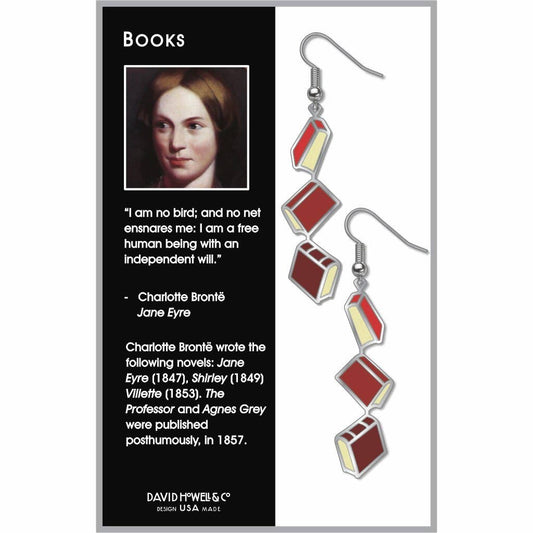 Red Books Earrings, MADE in USA