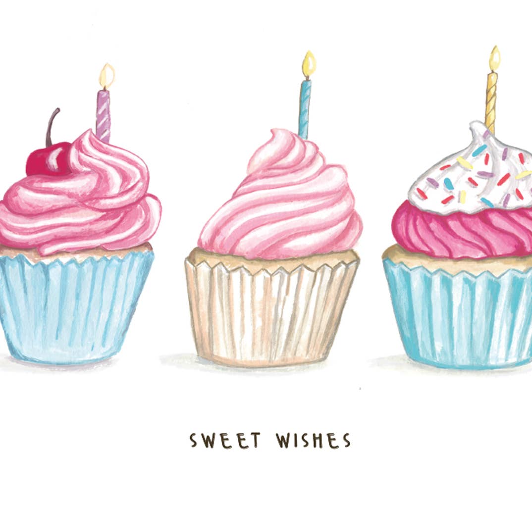 Sweet Wishes Cupcake Birthday Greeting Card