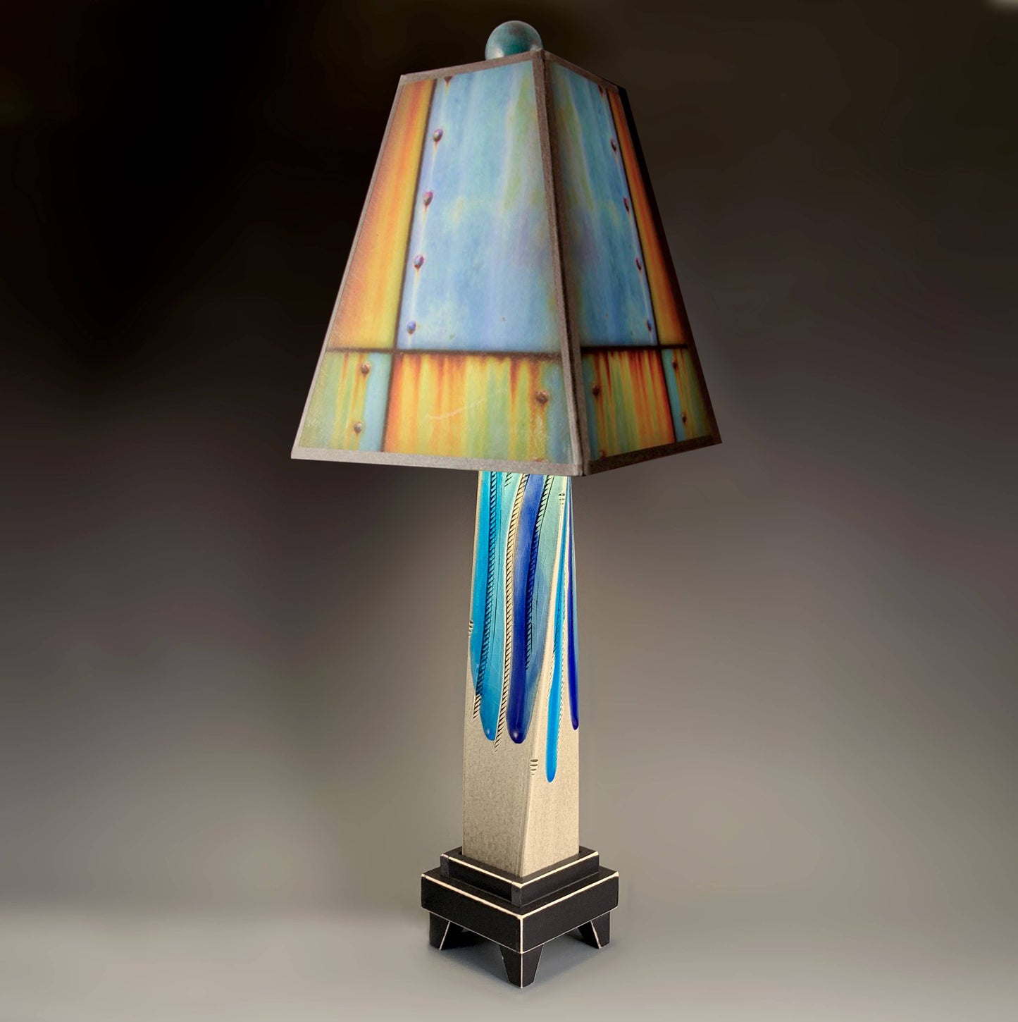F - Ross Collage Lamp: Brown Stoneware