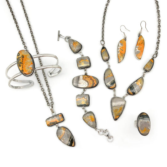 Kashi Semiprecious Stone Bumblebee Jasper Earrings