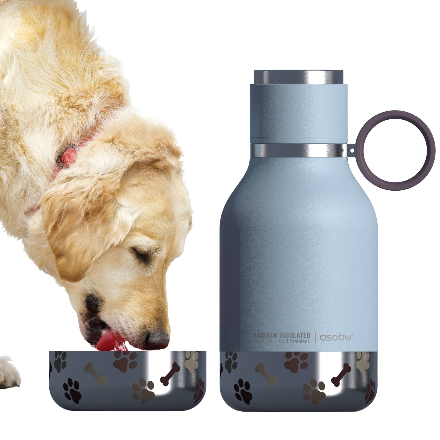Dog Bowl Water Bottle/Insulated: Black