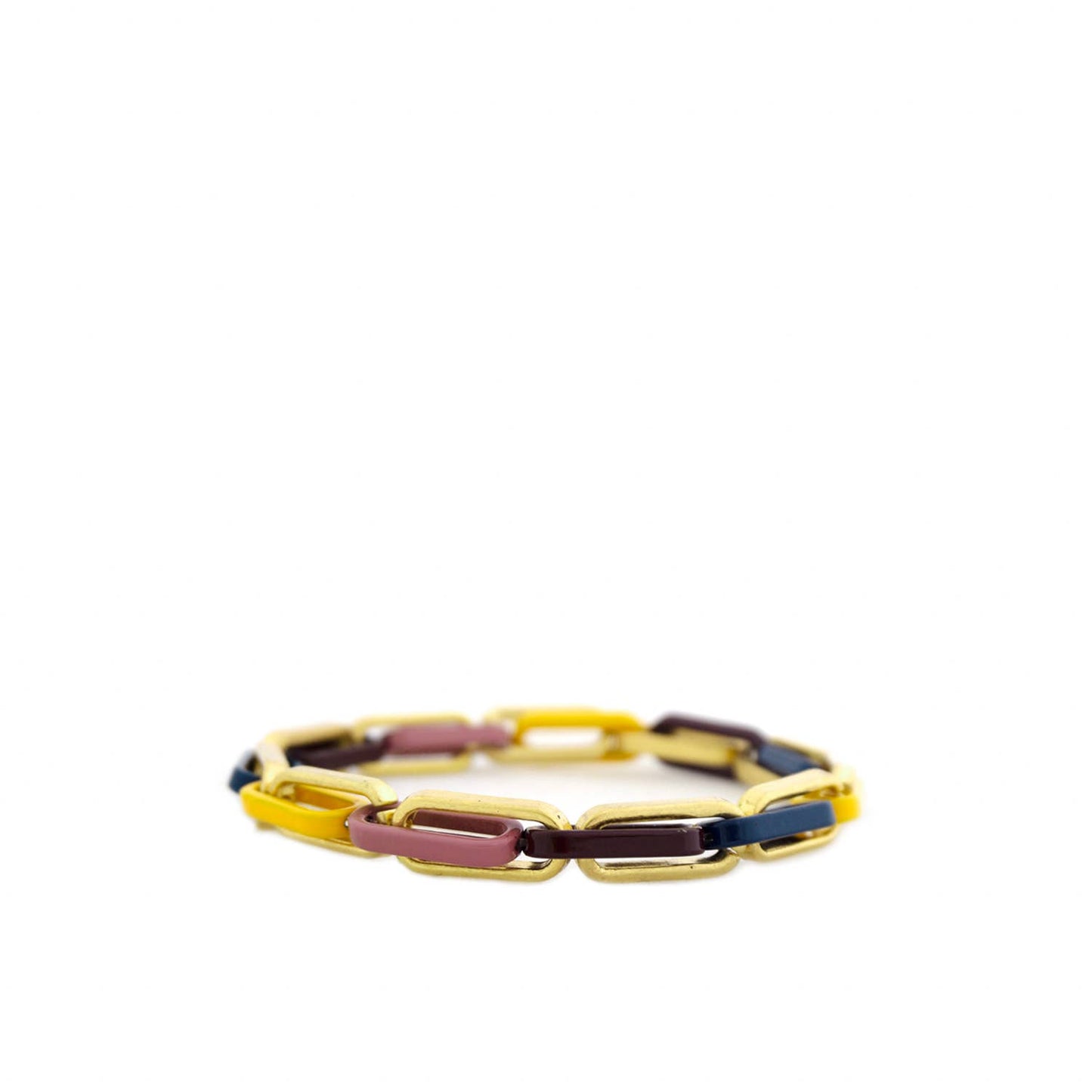 Thin Paperclip Link Stretch Bracelet: Gold-silver