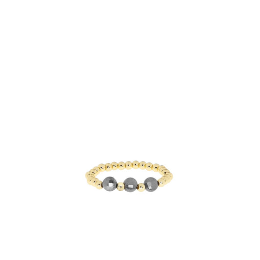 Glass Beaded Stretch Ring: Gold Bead