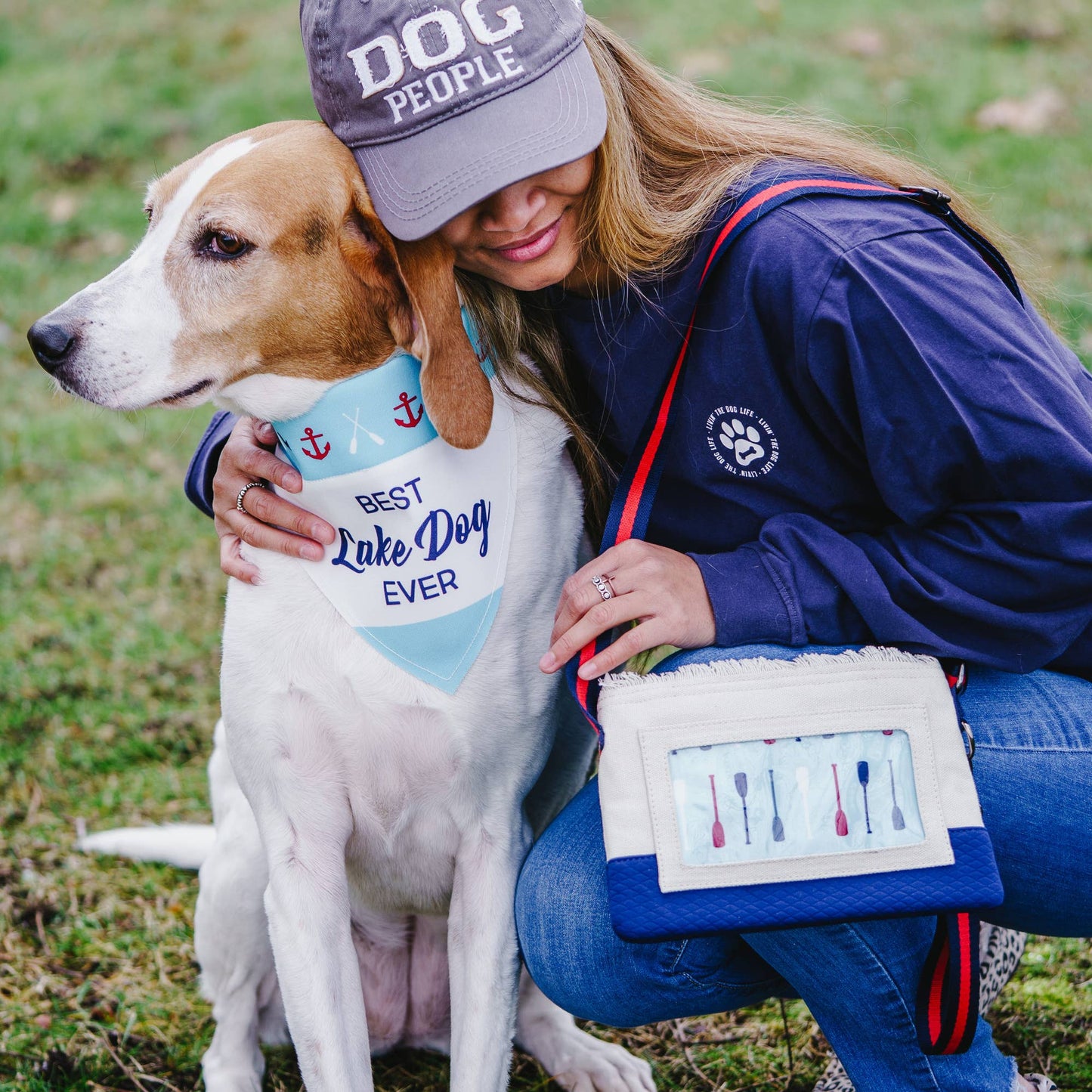 Lake Dog - 12" x 8" Canvas Slip on Pet Bandana: 12" x 8" Medium-Large