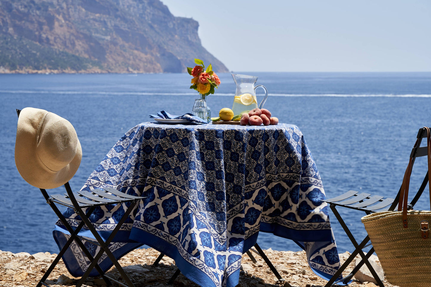 Azulejo Blue Tablecloth: 59" x 59"