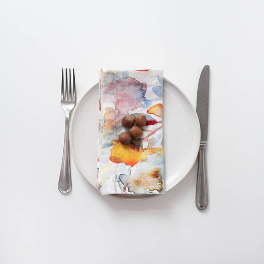 Orange Flow Linen Napkins Set of 2: 16"x16"