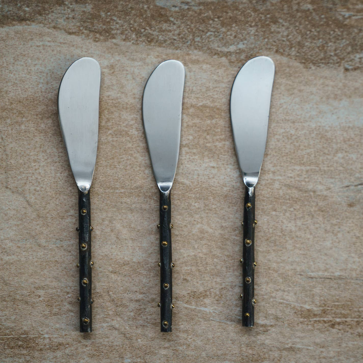 Stainless Steel Black & Gold Dots Spreaders