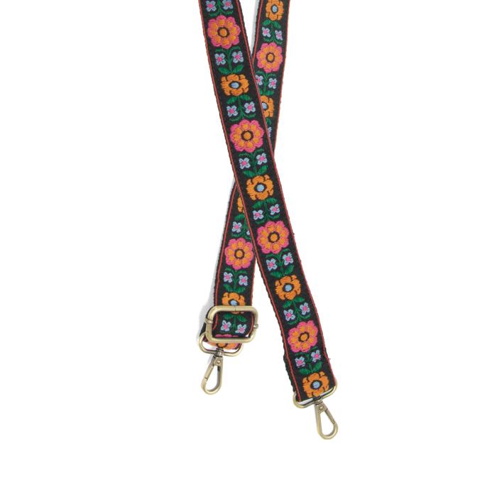 Multi Scandi Floral Embroidered Guitar Strap