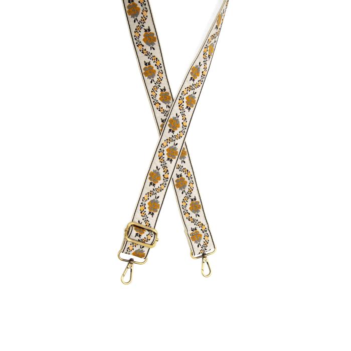 Orange Flowing Vines Jacquard Guitar Strap