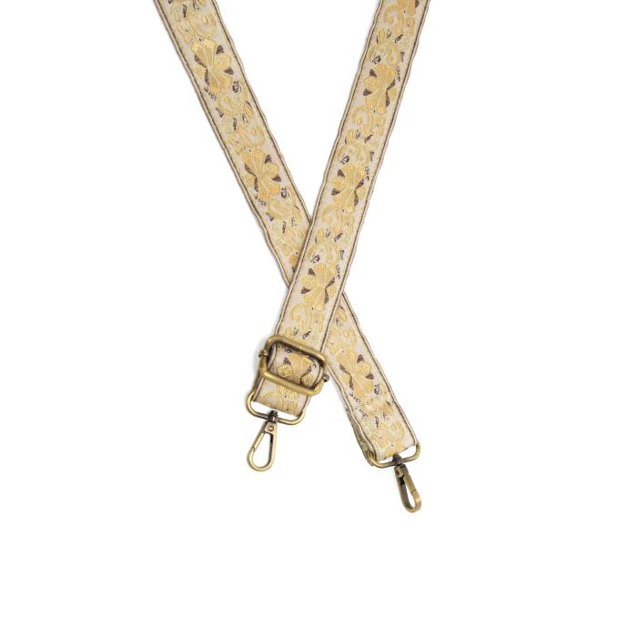 Gold Metallic Abstract Butterfly Jaquard Guitar Strap