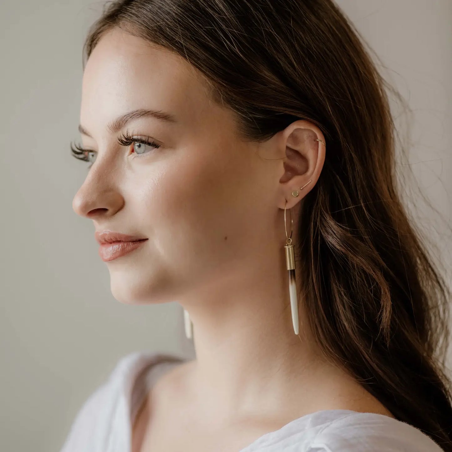 The Original Beth Dutton Quill Hoops Earrings - Predominantly White