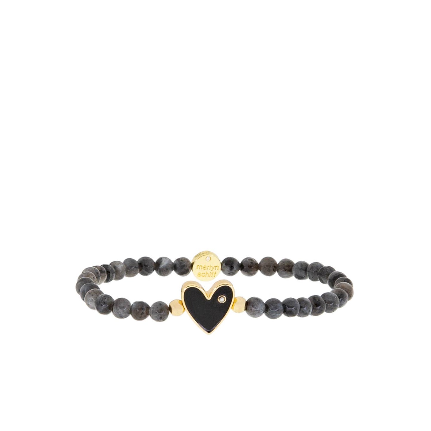 semi precious stone bracelet with heart: Gold-labradorite