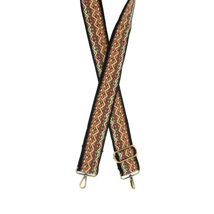 Black Multi Embroidered Guitar Strap