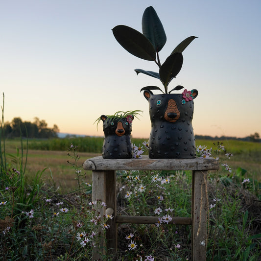 Burly Bear Clock & Planter