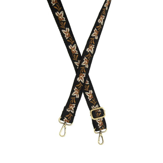 Abstract Orchid Embroidered Guitar Strap