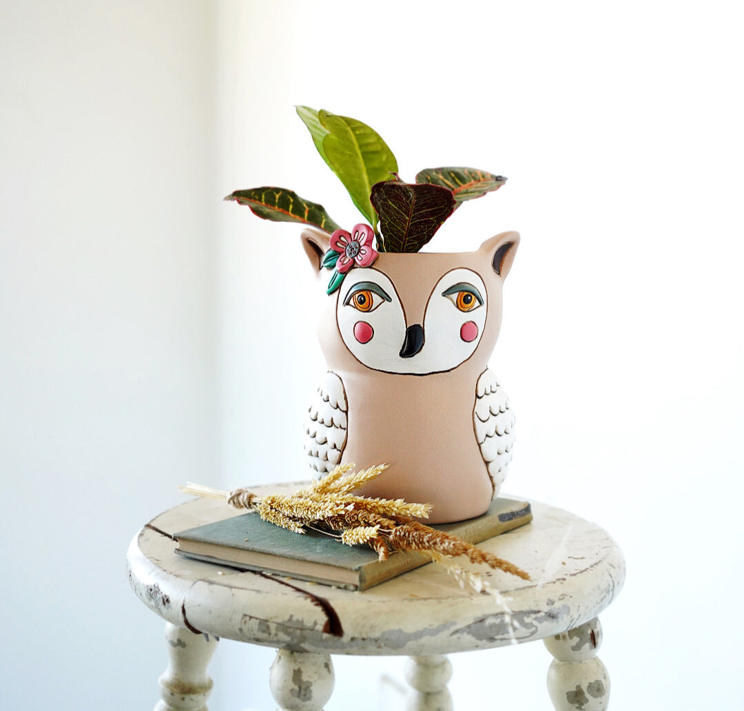 Old Blue Owl Clock & Planter