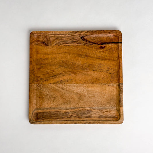Large Natural Wood Square Tray
