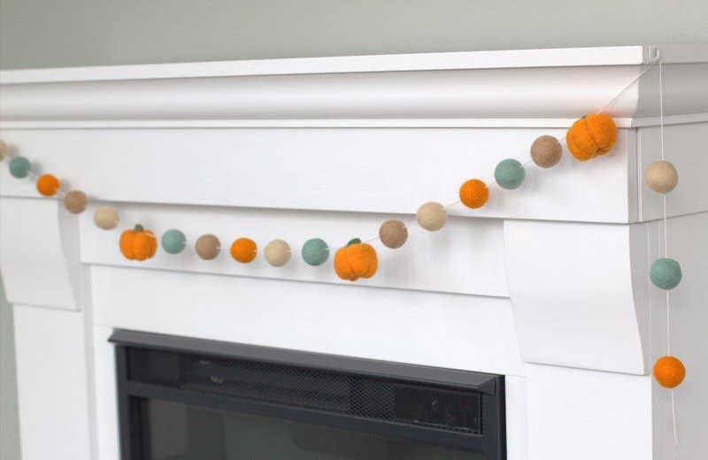 Felt Pumpkin Garland- Orange Teal Tan
