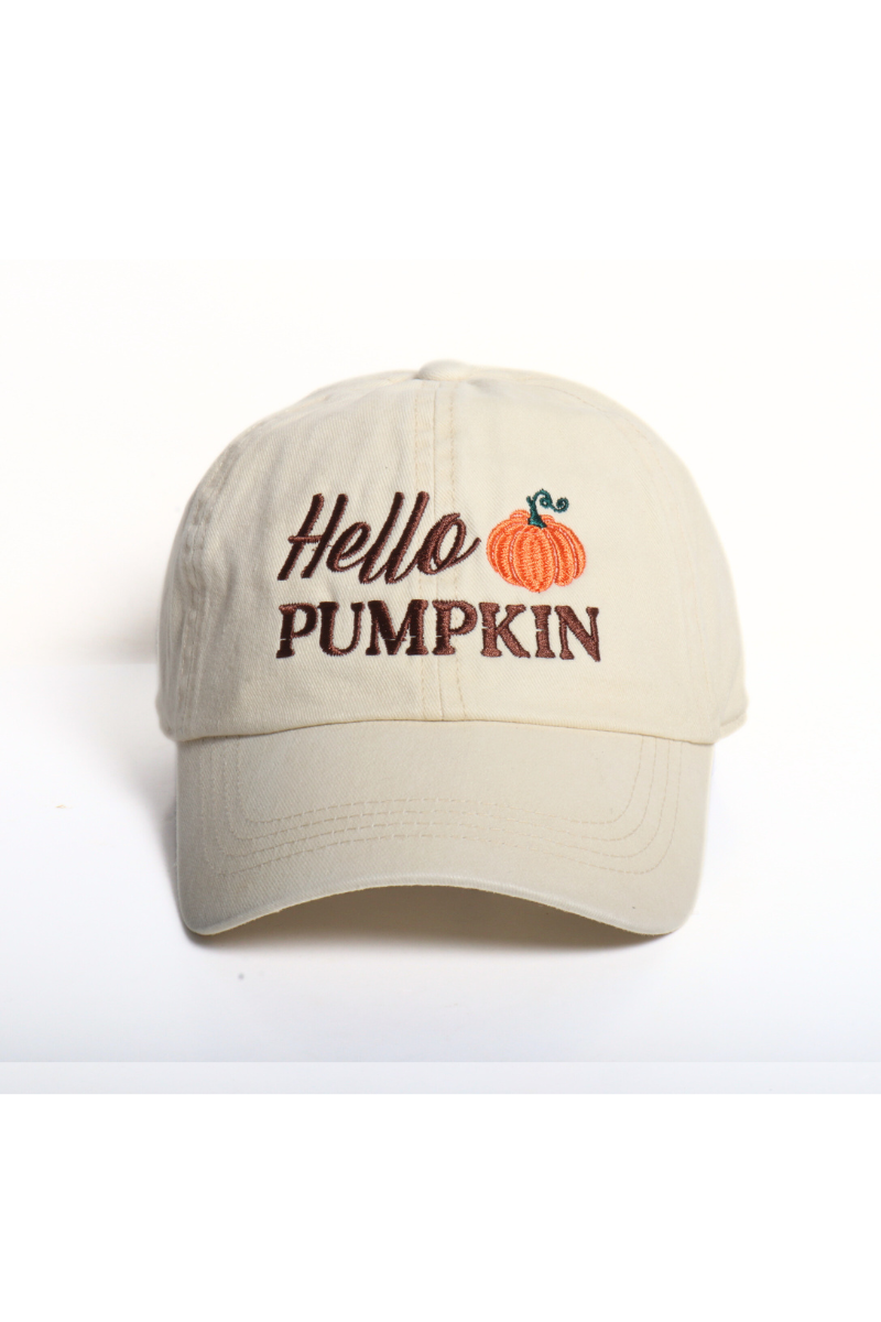 HELLO PUMPKIN Baseball Cap: Beige