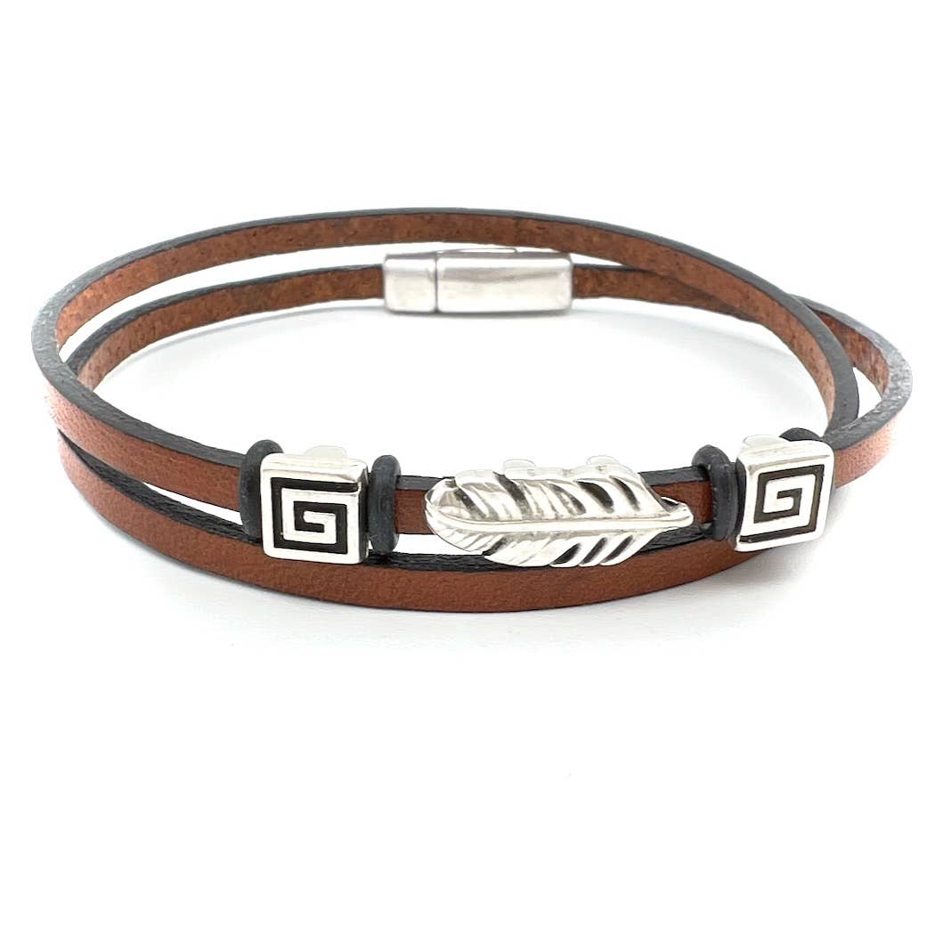 Silver Feather Wrap : Brown / Medium