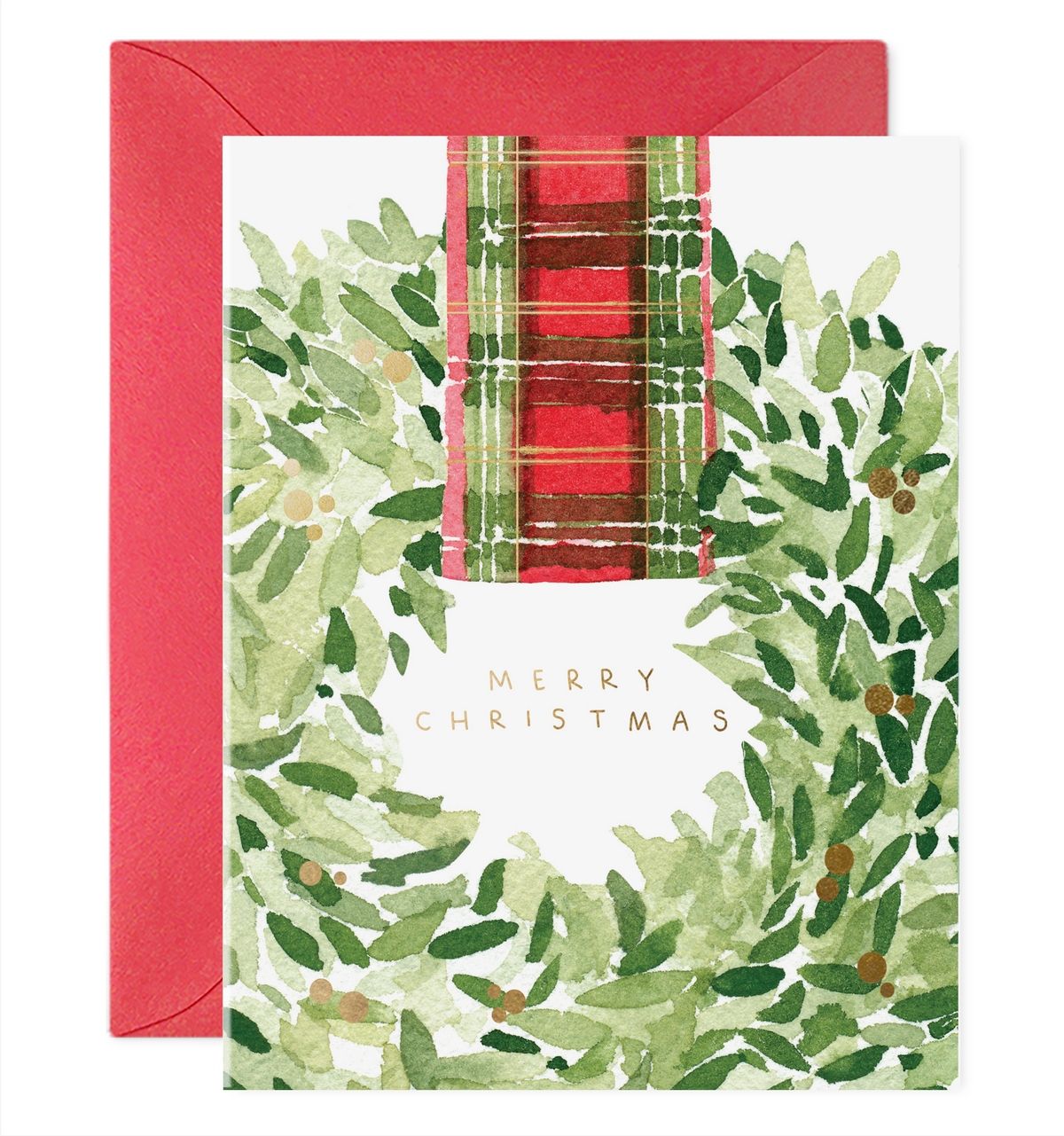 Plaid Ribbon Wreath Card Boxed Set