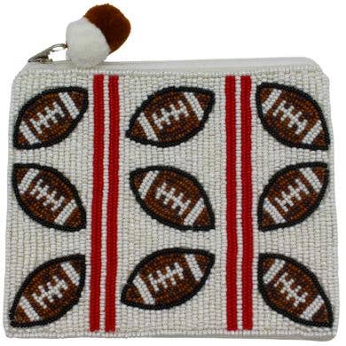 Multi Footballs Beaded Pouch