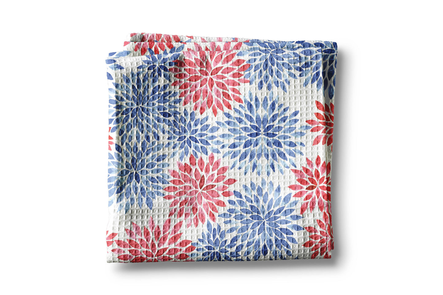 4th July Patriotic Red Blue Flowerburst Flag Towel