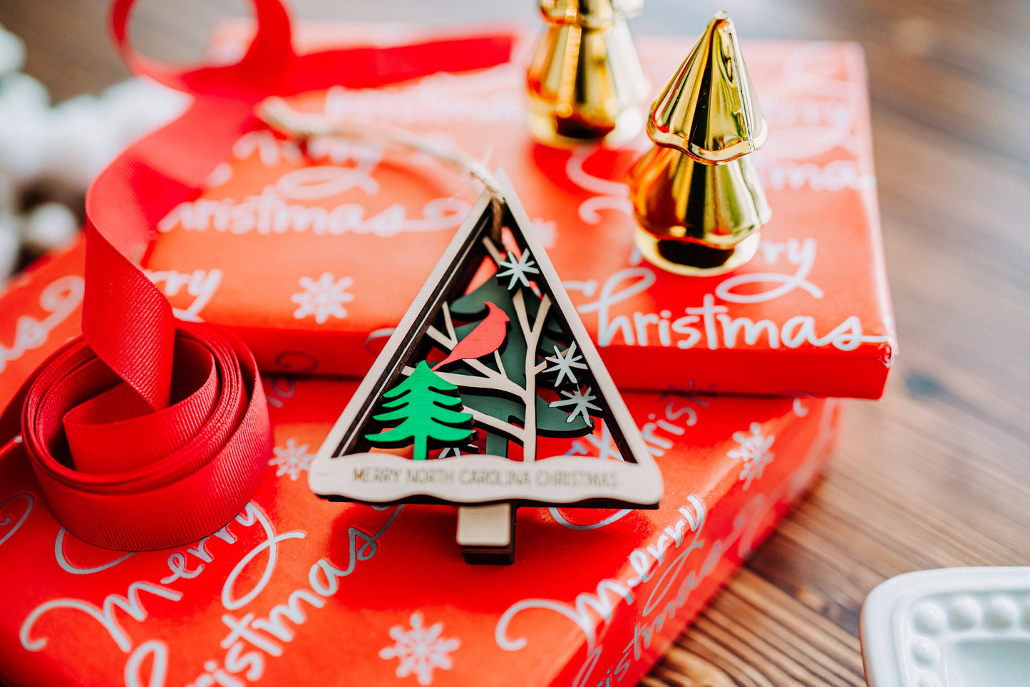 Wood Layered Cardinal Ornament - Dalton Elementary