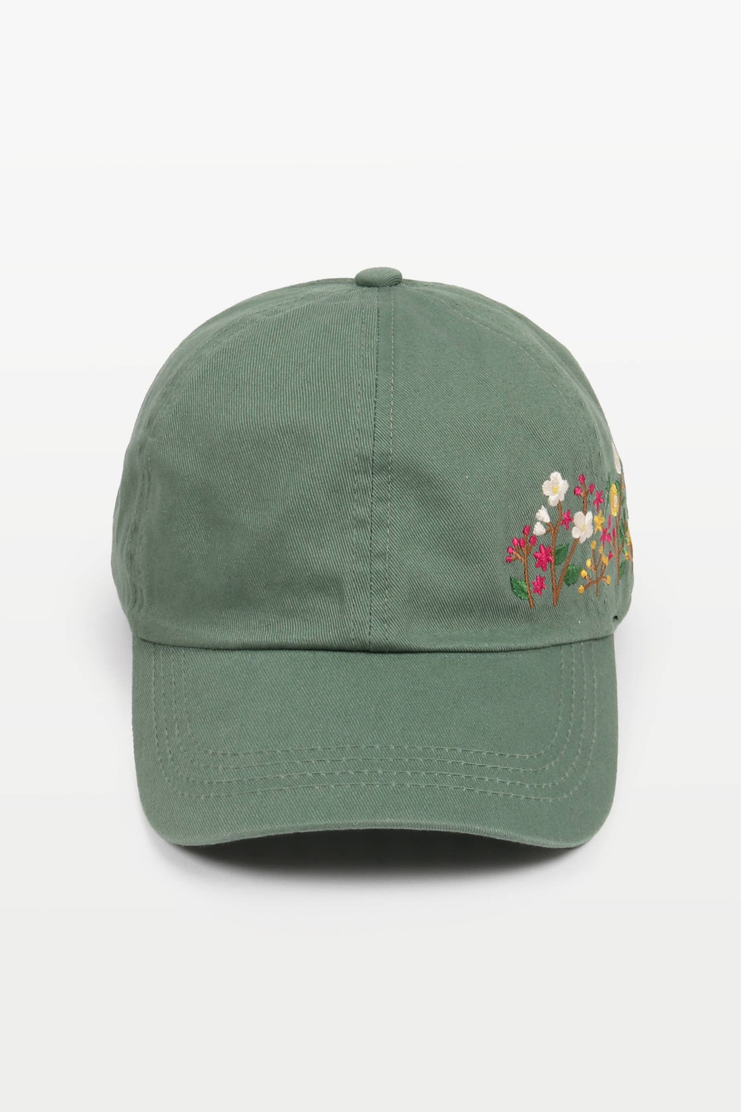 Flowers Side Cotton Baseball Cap: Beige