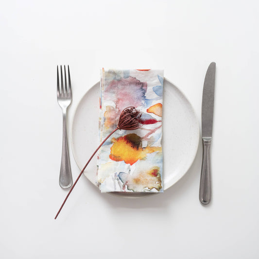 Orange Flow Linen Napkins Set of 2: 16"x16"