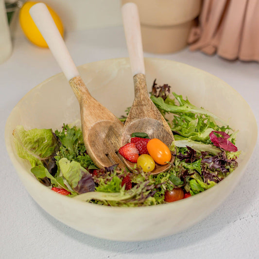 Resin Collection Salad Servers – Cream