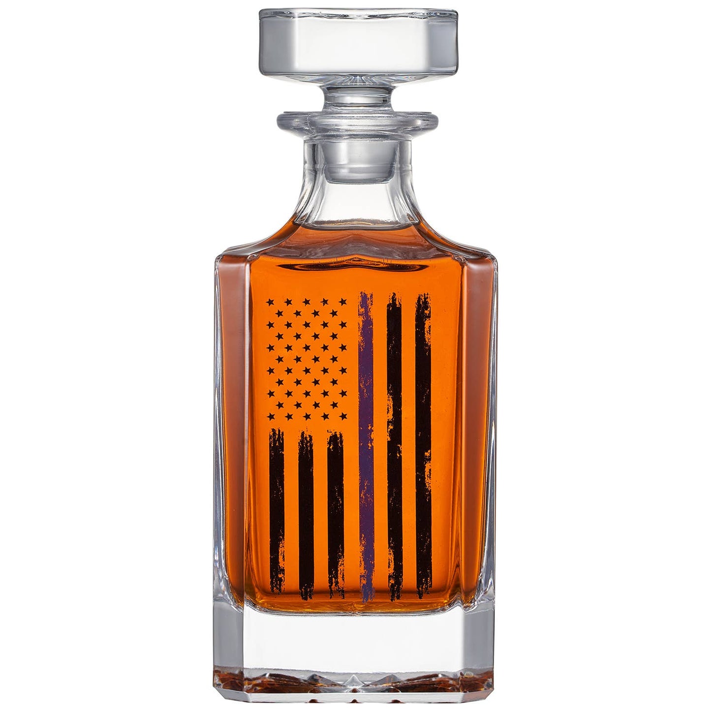 Police Tactical Blue Tattered American Flag Whiskey Gift Set