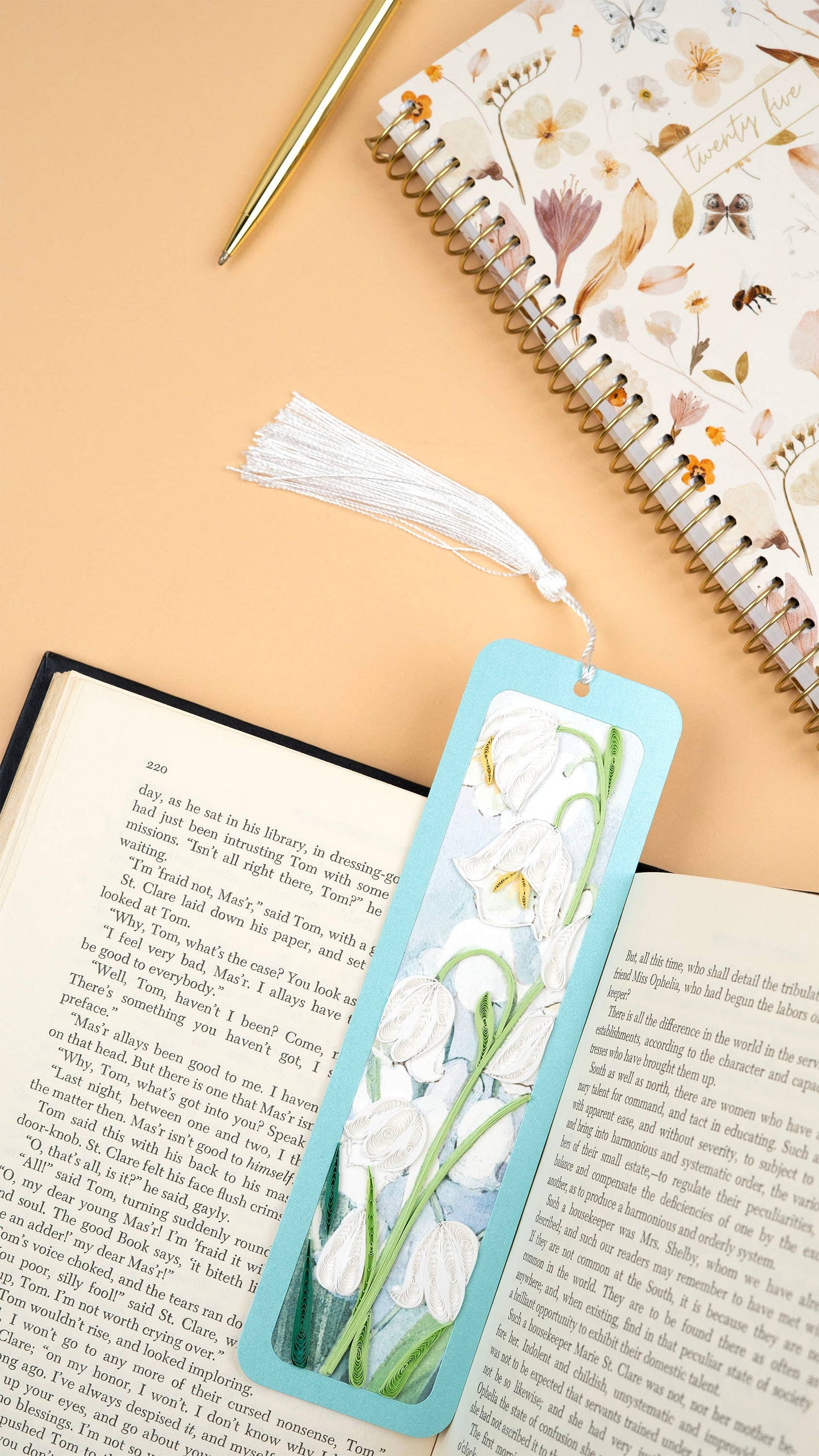 Quilled Paper Lily of the Valley Bookmark