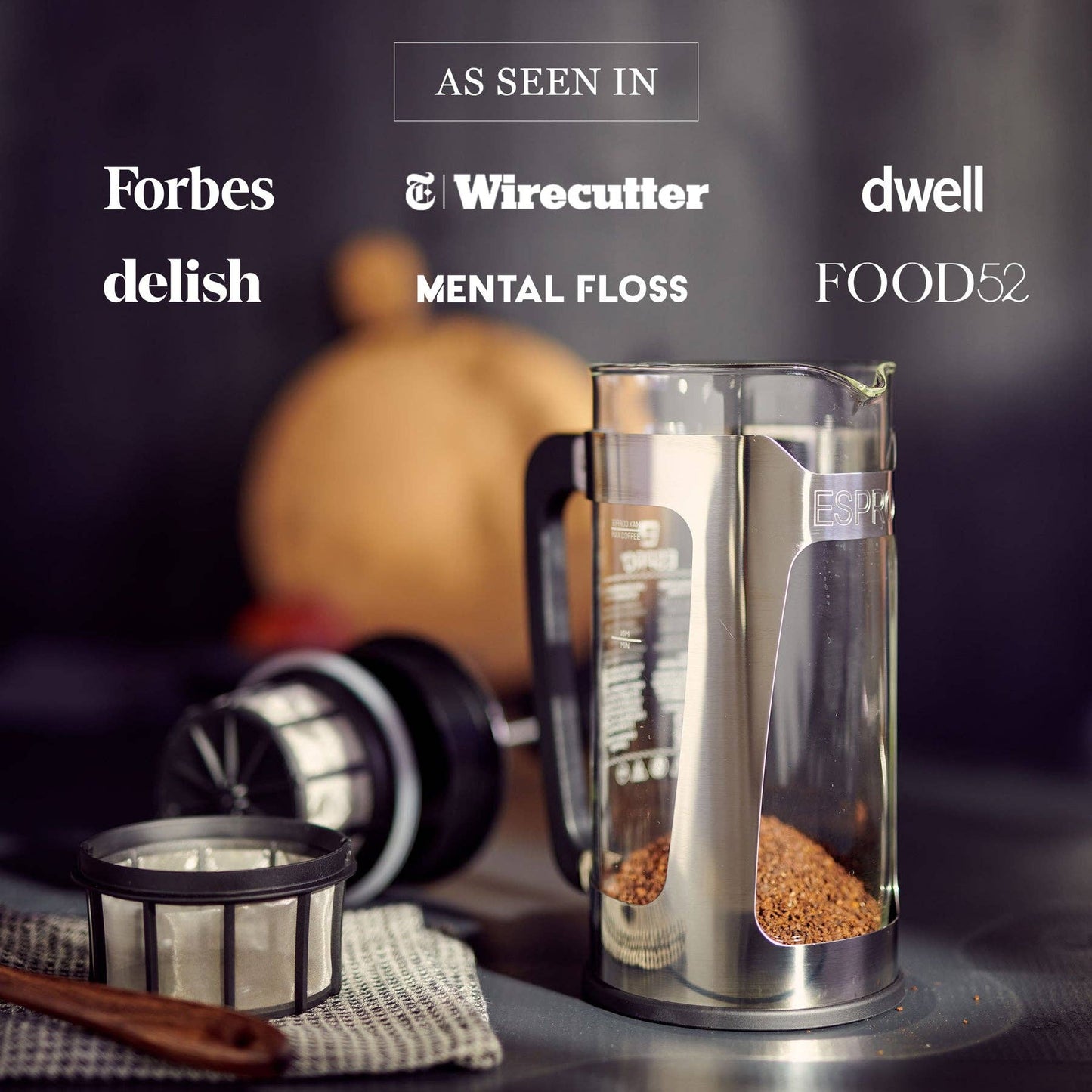 French Press P5 -Glass & Stainless-Steel Cage